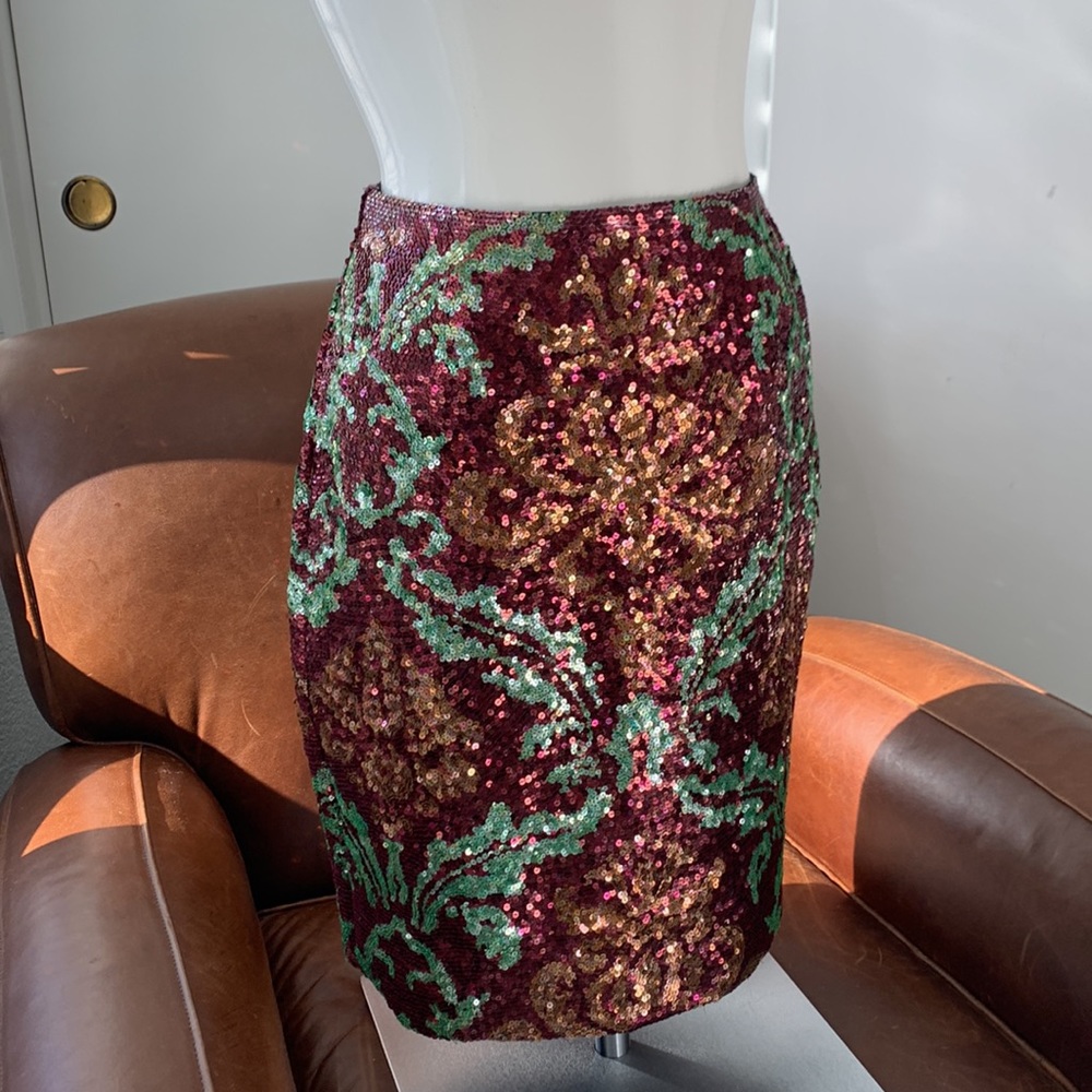 VINTAGE Just Maria Eugenia palm beach sequined cocktail skirt